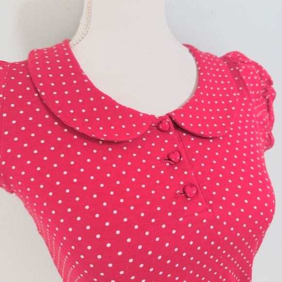 Red Polka Dot Collared Top - Picture 1 of 4